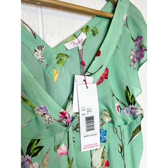 PARKER Raven Turquoise Floral Maxi Dress SIZE 4 - Picture 6 of 10